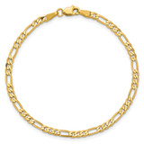 14K 7 inch 3mm Flat Figaro with Lobster Clasp Bracelet