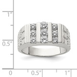 Sterling Silver Rhodium-plated Men's CZ Ring - QR-D526F83A-3717