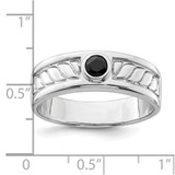 Sterling Silver Rhodium-plated Men's Onyx Ring - QR-1CC11BA0-8684