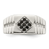 Sterling Silver Rhodium-plated Men's Onyx Ring - QR-1FBD1865-1665