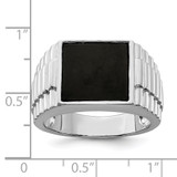 Sterling Silver Rhodium-plated Men's Onyx Ring - QR-36365037-6665