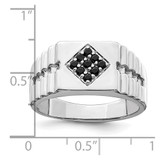 Sterling Silver Rhodium-plated Men's Onyx Ring - QR-67E1456A-6082