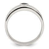 Sterling Silver Rhodium-plated Men's Onyx Ring - QR-9AB414F0-1645