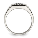 Sterling Silver Rhodium-plated Men's Onyx Ring - QR-9B39245B-3349