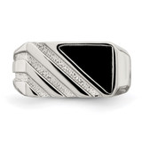 Sterling Silver Rhodium-plated Men's Onyx Ring - QR-FF7E757D-2362
