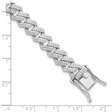 Sterling Silver Rhodium-plated Micro Pav‚ CZ Monaco Link 7.5in Bracelet