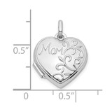 Sterling Silver Rhodium-plated Mom 15mm Heart Locket
