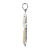 Sterling Silver Rhodium-plated Mother of Pearl Cross Pendant