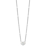 Sterling Silver Rhodium-plated Mother of Pearl Heart 16 inch with 1 inch extension Station Necklace