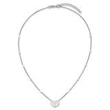 Sterling Silver Rhodium-plated Mother of Pearl Heart 16 inch with 1 inch extension Station Necklace