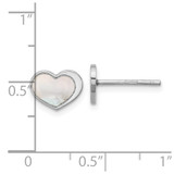 Sterling Silver Rhodium-plated Mother of Pearl Heart Post Earrings - QE-D91E7235-3369