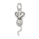 Sterling Silver Rhodium-plated Mouse Charm