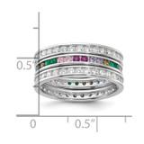 Sterling Silver Rhodium-plated Multi Color CZ 3 Band Set - QR-5F5CC47B-8037