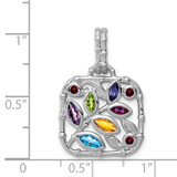 Sterling Silver Rhodium-plated Multi Gemstone Pendant