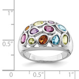 Sterling Silver Rhodium-plated Multi Gemstone Ring - QR-0442CC9B-1437