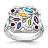 Sterling Silver Rhodium-plated Multi Gemstone Ring - QR-467039F7-3136