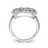 Sterling Silver Rhodium-plated Multi Gemstone Ring - QR-50CDB796-4298