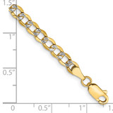 14K 7 inch 4.3mm Semi-Solid with Rhodium Pav‚ Curb with Lobster Clasp Bracelet