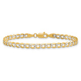 14K 7 inch 4.3mm Semi-Solid with Rhodium Pav‚ Curb with Lobster Clasp Bracelet