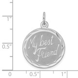 Sterling Silver Rhodium-plated My Best Friend Disc Charm