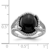 Sterling Silver Rhodium-plated Onyx and Diamond Ring - QR-1145FAF4-5018