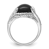 Sterling Silver Rhodium-plated Onyx and Diamond Ring - QR-5D5B1CC9-5714
