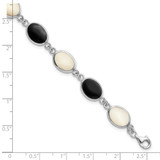 Sterling Silver Rhodium-plated Onyx and Mother of Pearl Bracelet - QG-17582D9E-1589