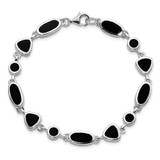 Sterling Silver Rhodium-plated Onyx Bracelet
