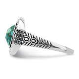 Sterling Silver Rhodium-plated Oxidized Faceted Recon. Turquoise Ring - QR-508D1D7A-1423