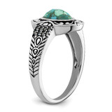 Sterling Silver Rhodium-plated Oxidized Faceted Recon. Turquoise Ring - QR-79349863-9070