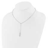 Sterling Silver Rhodium-plated Paperclip Link CZ 16in w/1.75in ext. Necklac