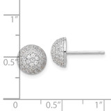 Sterling Silver Rhodium-plated Pav‚ CZ Domed Post Earrings