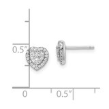 Sterling Silver Rhodium-plated Pave CZ Heart Post Earrings - QE-8AADE61C-4676