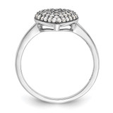 Sterling Silver Rhodium-plated Pave CZ Heart Ring - QR-8D495F5F-3770