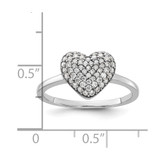 Sterling Silver Rhodium-plated Pave CZ Heart Ring - QR-8D495F5F-3770