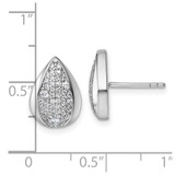 Sterling Silver Rhodium-plated Pave CZ Teardrop Post Earrings
