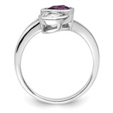 Sterling Silver Rhodium-plated Pear Shape Amethyst & White Topaz Ring - QR-5F108836-1290