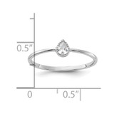 Sterling Silver Rhodium-plated Pear Shaped CZ Ring - QR-D77B9E8A-4156