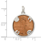 Sterling Silver Rhodium-plated Penny Charm