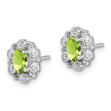 Sterling Silver Rhodium-plated Peridot & Diam. Earrings - QB-D6212824-1685
