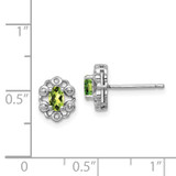 Sterling Silver Rhodium-plated Peridot & Diam. Earrings - QB-D6212824-1685