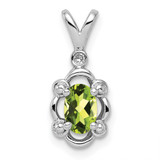 Sterling Silver Rhodium-plated Peridot & Diam. Pendant - QB-67FFBF2D-2148