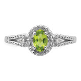 Sterling Silver Rhodium-plated Peridot & Diam. Ring - QB-21F7D6A4-6873