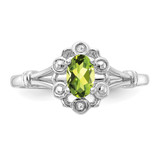 Sterling Silver Rhodium-plated Peridot & Diam. Ring - QB-E04D9236-6166