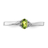 Sterling Silver Rhodium-plated Peridot & Diamond Birthstone Ring - QB-F554C5CC-1816