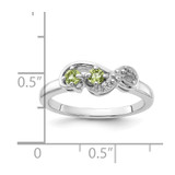 Sterling Silver Rhodium-plated Peridot and CZ Swirl Ring - QR-57C79F5B-1187