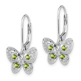 Sterling Silver Rhodium-plated Peridot and Diamond Earrings - QE-42D3764D-4508