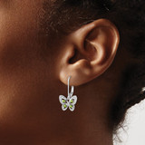 Sterling Silver Rhodium-plated Peridot and Diamond Earrings - QE-42D3764D-4508