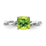 Sterling Silver Rhodium-plated Peridot and Diamond Ring - RM-97C7E7DD-8507