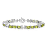 Sterling Silver Rhodium-plated Peridot Bracelet - QX-1A6A2F13-8975